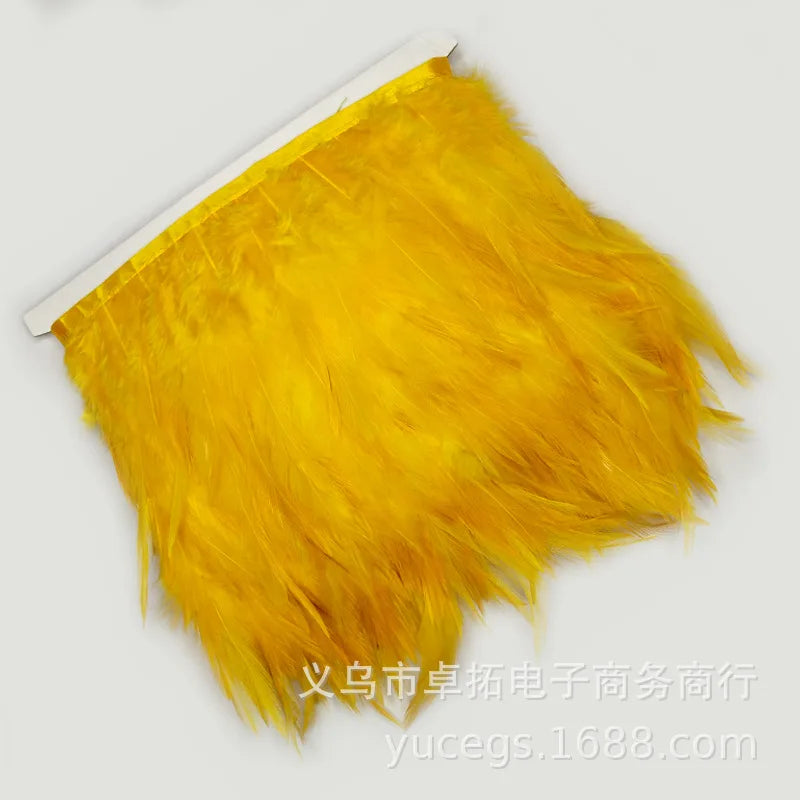 Wholesale 10 Meter 10-15CM 4-6inch Chicken Rooster Tail Feathers Trims Strip for Wedding Party Clothing Rooster Feather Trim
