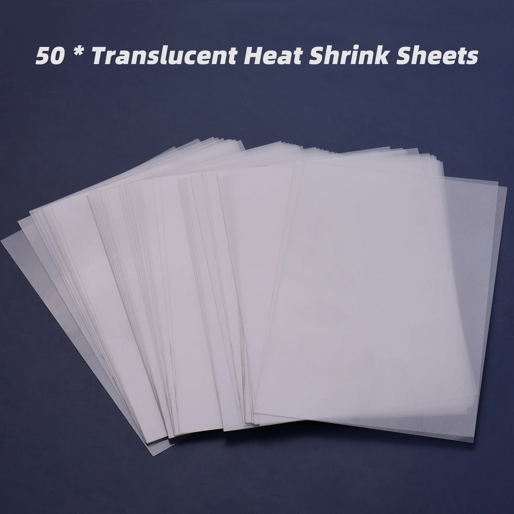 50Pcs Shrink Films Kit Shrinky Art Film Paper Heat-Shrink Sheets for DIY Craft Ornaments Pendants Accessories, 7.9 * 5.7 Inches