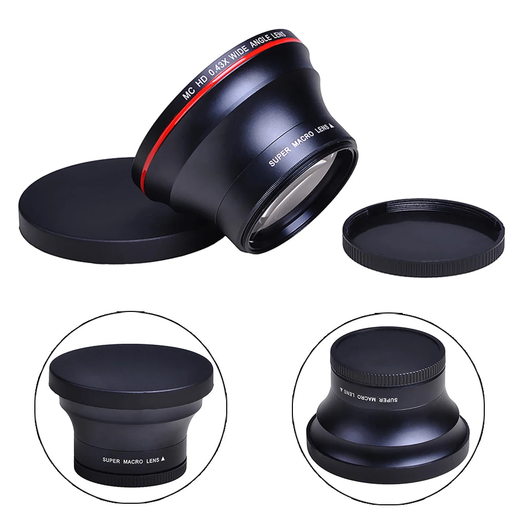 52 55 58MM 0.43x Professional HD Wide Angle Camera Lens Macro for Canon EOS Rebel 77D T7i T6s T6i T6 T5i T5 T4i T3i T3 SL1 1100D