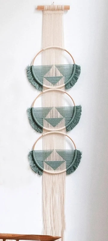 Creative Wooden Round Cotton Wall Decoration Macrame Wall Hanging Tapestry Hand Woven Simple Mandala Style For Room House Decor