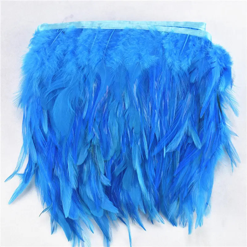 Wholesale 10 Meter 10-15CM 4-6inch Chicken Rooster Tail Feathers Trims Strip for Wedding Party Clothing Rooster Feather Trim