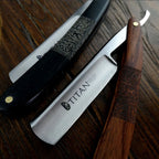 Titan straight razor with wood handle, stainless steel men's shaving tool, 1pc