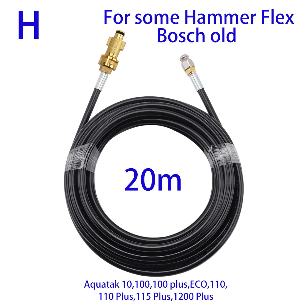 20m Sewer Drain Water Cleaning Hose Sewage Pipe Blockage Clogging hose Cord Nozzle for Karcher Bosch High Pressure Jet Washer