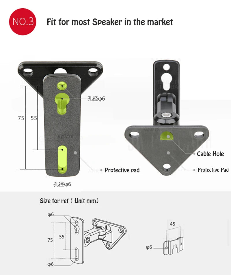 (1pair=2 piece) GU15A new universal 304 stainless steel alloy sound SPEAKER WALL bracket mount Audio stand hanger Load 15kg