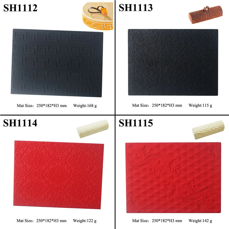 Meibum Silicone Baking Mats Set Cake Decorating Tools Veins Mat Fondant Moulds Mousse Cake Molds Dessert Bakeware Pastry Pan