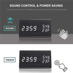 LED Bedside Alarm Clock with Sound Control Night Light USB Charging Temperature Display