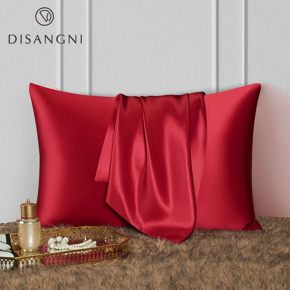 DISANGNI 22 Momme 100% Natural Mulberry Silk Pillowcase for Hair and Skin - Double-Sided Pure Silk, Invisible Zipper Design, 1PC