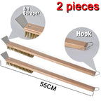 SHANGPEIXUAN Professional Pizza Oven Copper Brush Scraper Household Grill Brass Cleaning Brush with 21 inch Aluminium Handle