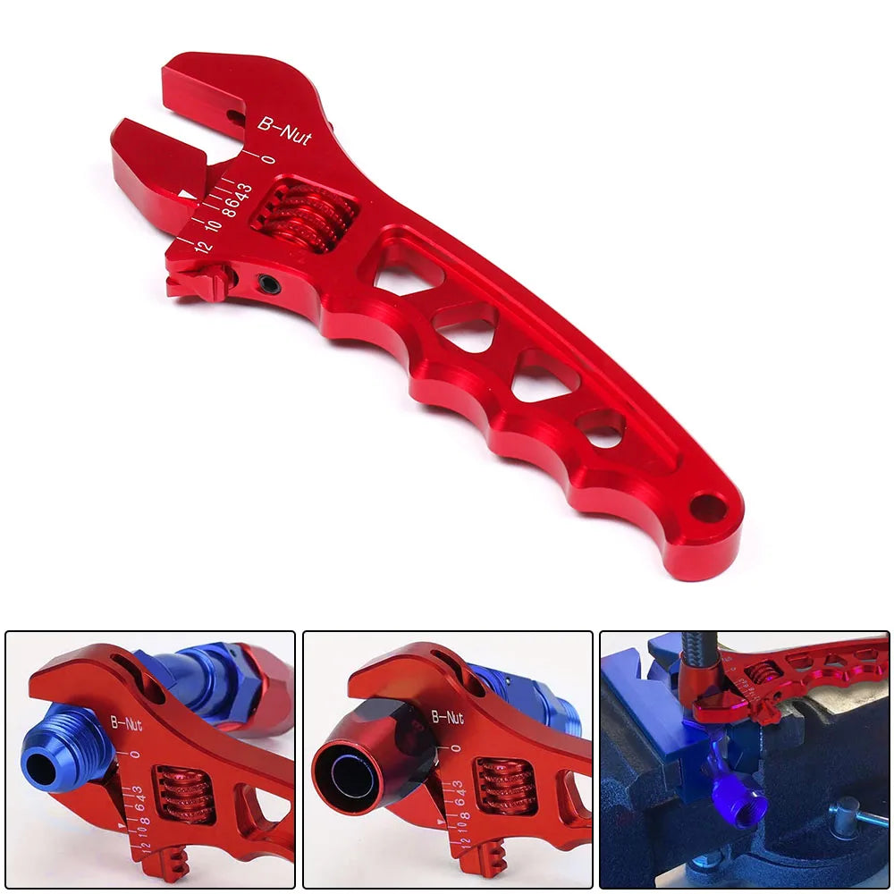 Adjustable Aluminum AN Wrench Hose Fitting Spanner Tool AN3-AN12 Blue/Red/Black
