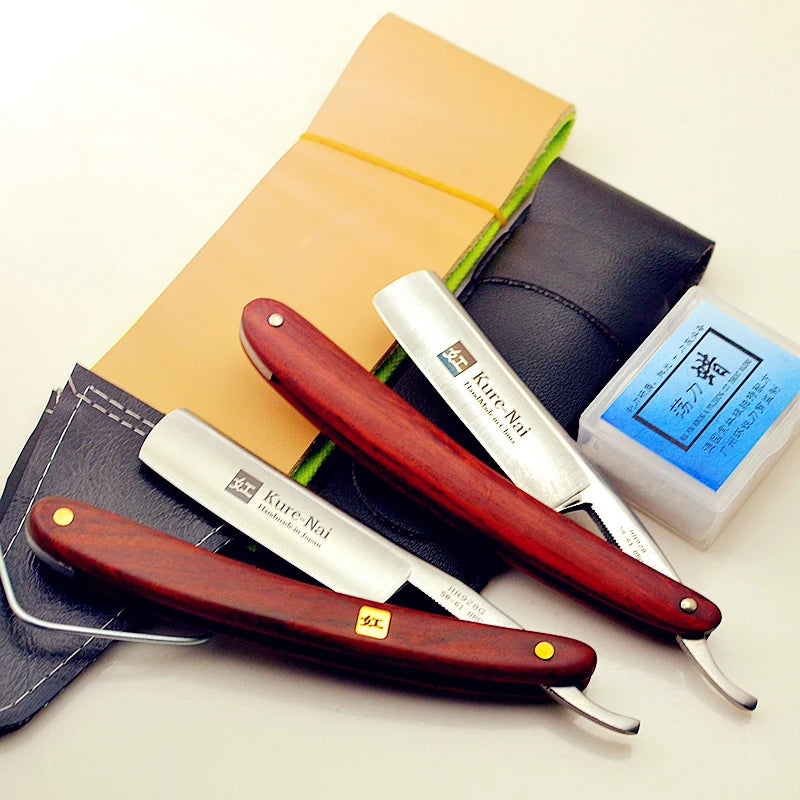 4pcs/set S45C Carbon Steel Straight Razor Men Shaving Rosewood Handle Razors Barber Manual Scraper Sharp Shaver G1123