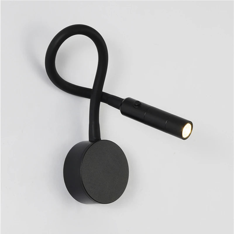 Modern LED Reading Wall Lamp 1W/3W Flexible Hose Bedside Wall Mounted Sconce Bedroom Study Book Wall Light With Switch AC85-265V