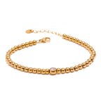 Yhpup Stainless Steel Bead Chain Bangle Bracelet Cubic Zirconia Jewelry Trendy Golden Metal Waterproof Bracelet браслеты женские
