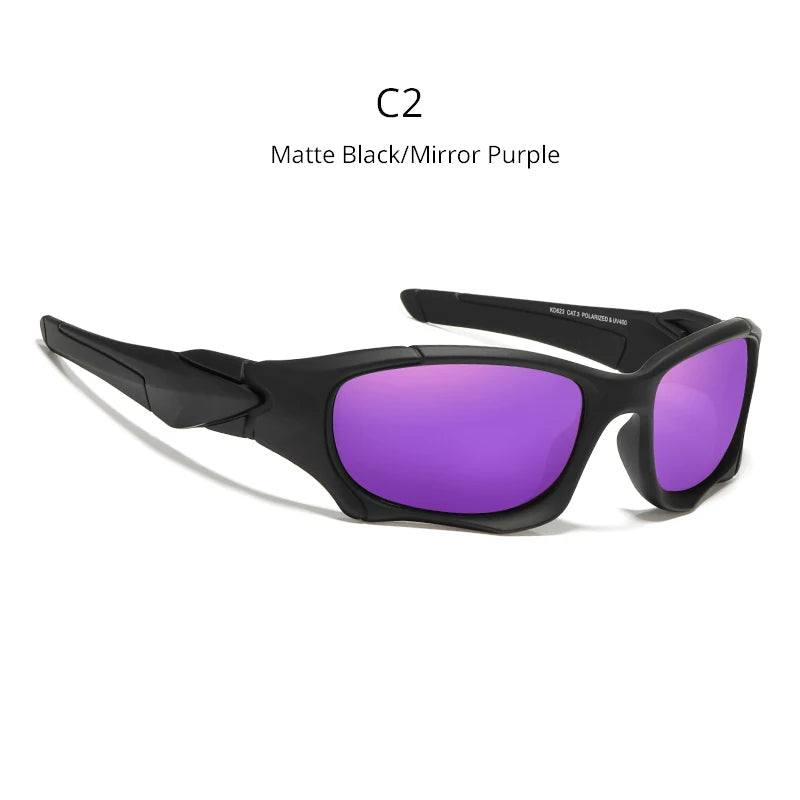 KDEAM Polarized Sports Sunglasses KD0623, Stress-Resistant Shield Lens, Black Frame