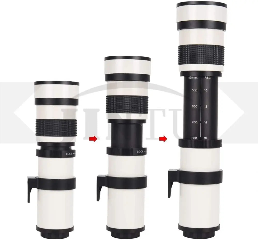 JINTU 420-800mm f/8.3 super telephoto zoom lens, mount options for Canon/Nikon/Sony
