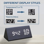 LED Bedside Alarm Clock with Sound Control Night Light USB Charging Temperature Display