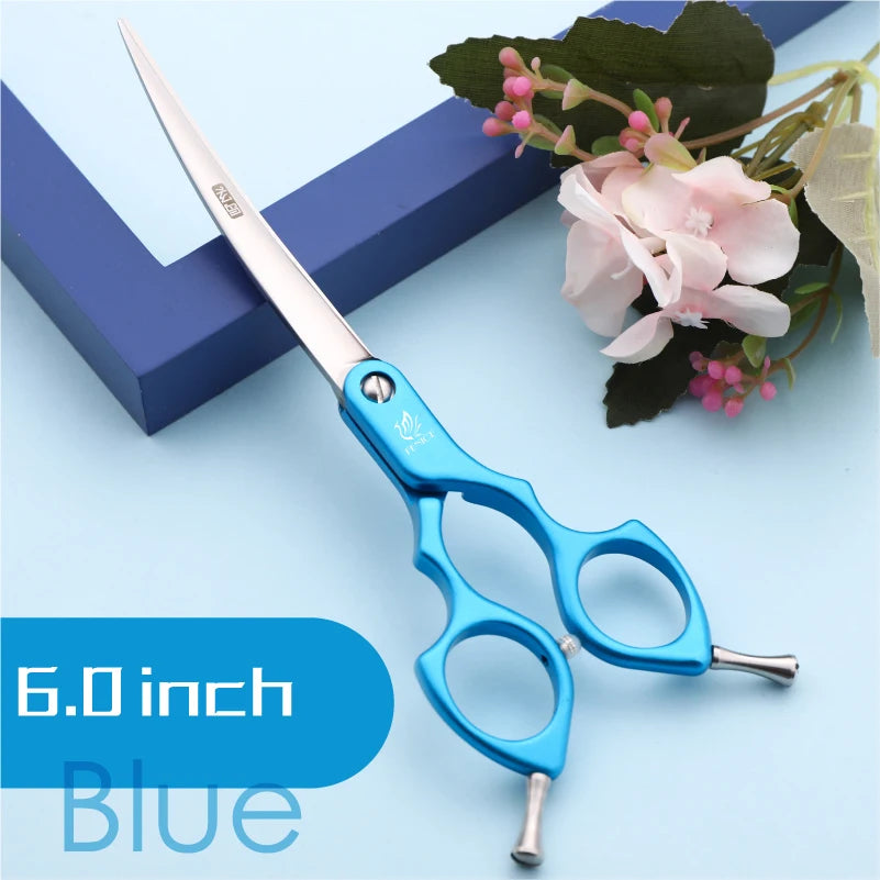 Fenice Curved Pet Grooming Scissors 6.0 or 6.5 in, JP440C/VG10 Steel, Color Options