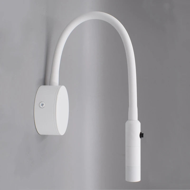 Modern LED Reading Wall Lamp 1W/3W Flexible Hose Bedside Wall Mounted Sconce Bedroom Study Book Wall Light With Switch AC85-265V