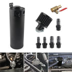 Universal Billet Aluminum Baffled 2-port New Long Oil Catch Can Tank with Breather Filter Engine Mini Oil Separator