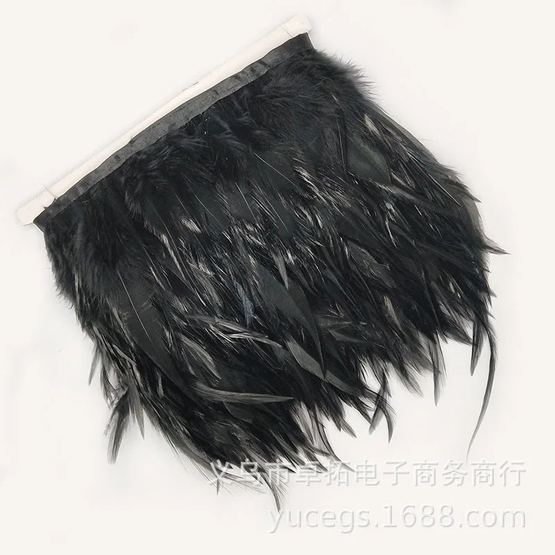 Wholesale 10 Meter 10-15CM 4-6inch Chicken Rooster Tail Feathers Trims Strip for Wedding Party Clothing Rooster Feather Trim