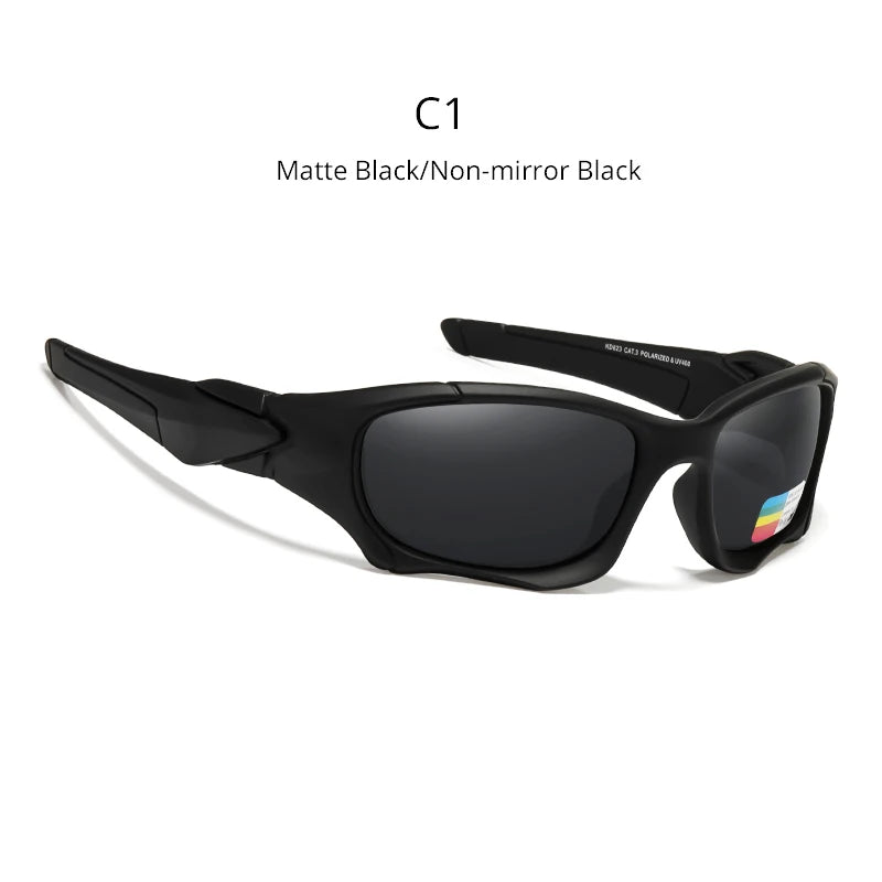 KDEAM Polarized Sports Sunglasses KD0623, Stress-Resistant Shield Lens, Black Frame