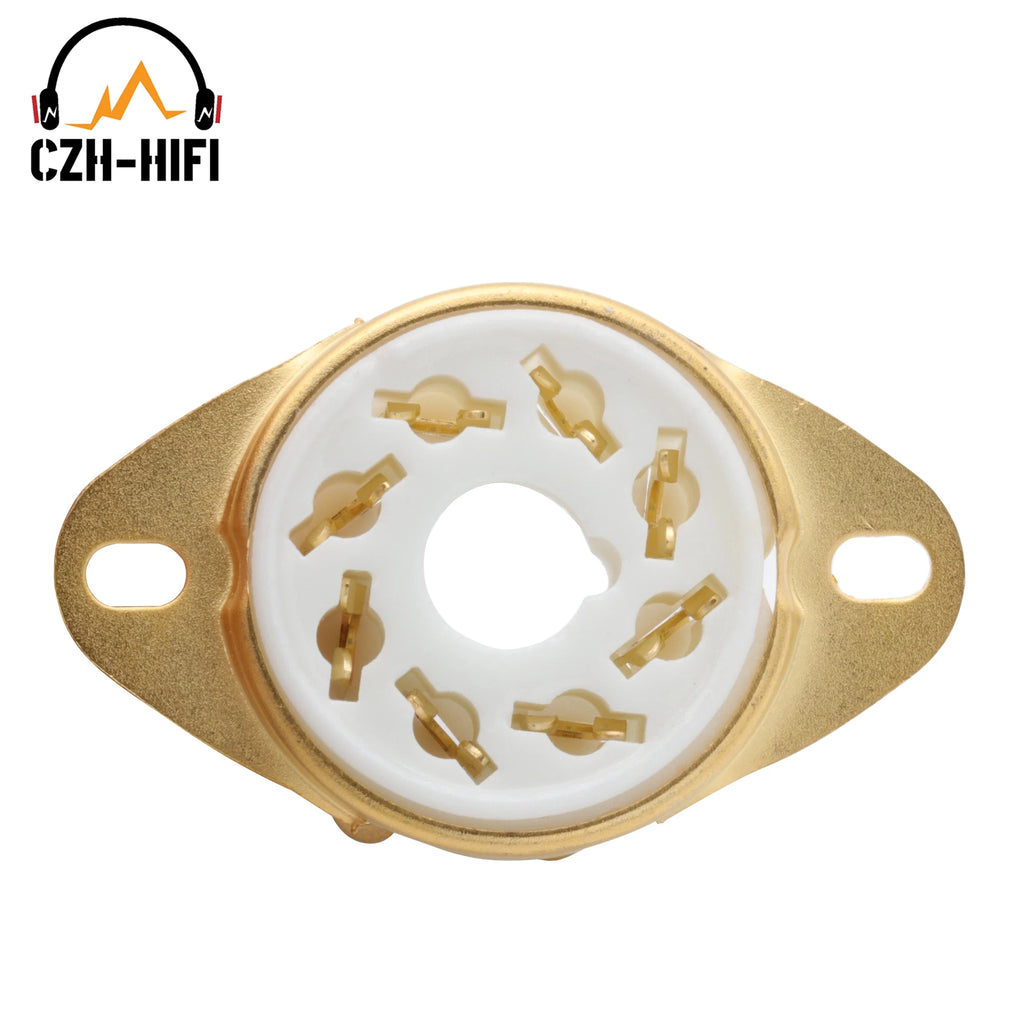 10pcs 8-Pin Octal Ceramic Tube Socket Valve Base for KT88 EL34 6L6 6V6 6SN7, Gold/Tin Plated