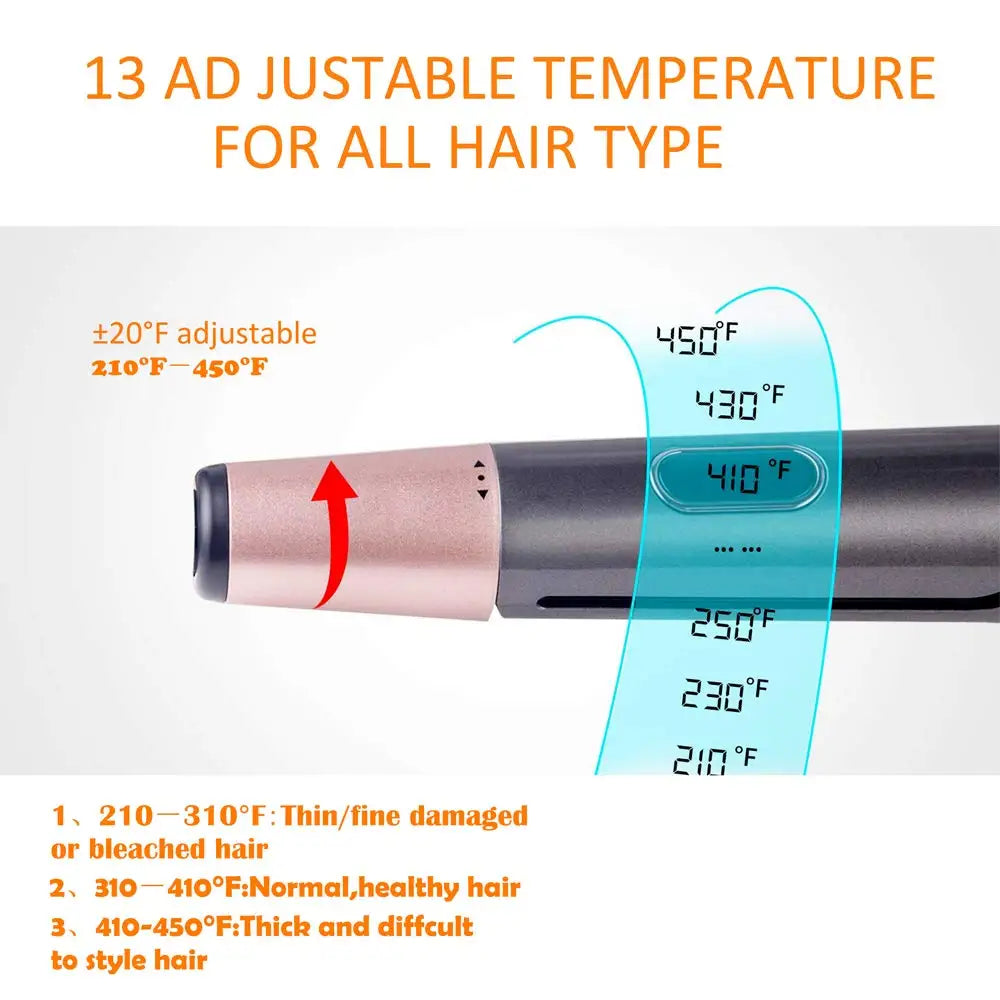 2-in-1 Hair Straightener Curler Twisted Tourmaline Ceramic Flat Iron, LCD, Black