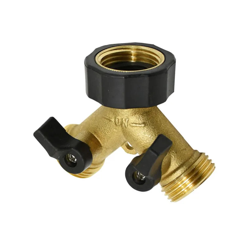 Brass Female 3/4" 2-Way Garden Tap Water Splitter Y Irrigation Valve Female 3/4 Garden Hose Splitter Watering Adjustable 1Pcs