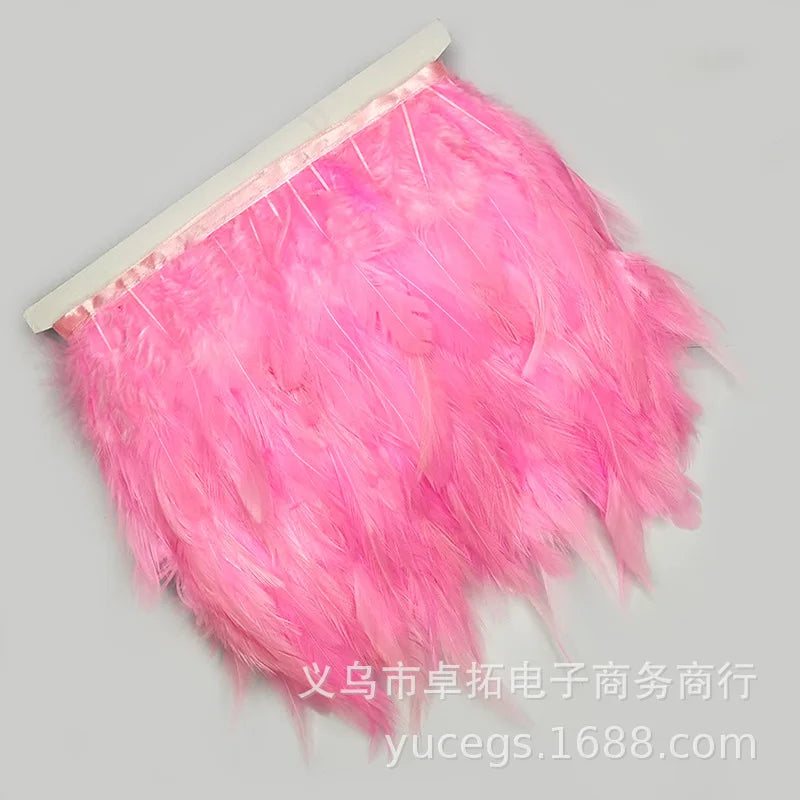 Wholesale 10 Meter 10-15CM 4-6inch Chicken Rooster Tail Feathers Trims Strip for Wedding Party Clothing Rooster Feather Trim