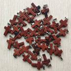 Wholesale 50pcs/lot  Fashion hot sell natural stone mixed color assort  cross pendants Charms fit Necklaces jewelry making