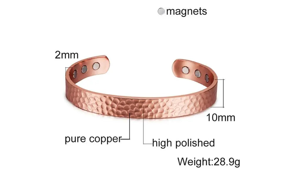 Vinterly Pure Copper Bracelets Men Magnetic Arthritis Relief Adjustable Magnets Cuff Banglse Health Energy Jewelry Women Men