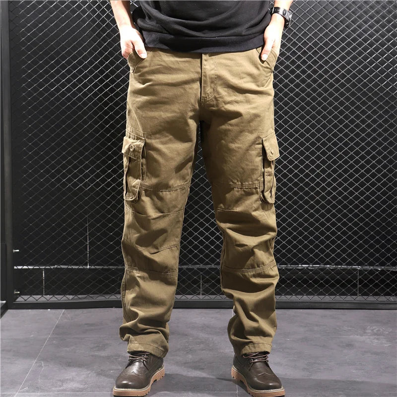 Men's Cargo Jogger Pants Loose Fit Hiking Sweatpants, Army Green/Yellow, Sizes 29-44