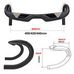 KOCEVLO carbon fiber bicycle handlebar Reduce resistance bent bar strengthen bike parts 380/400/420/440mm inner routing