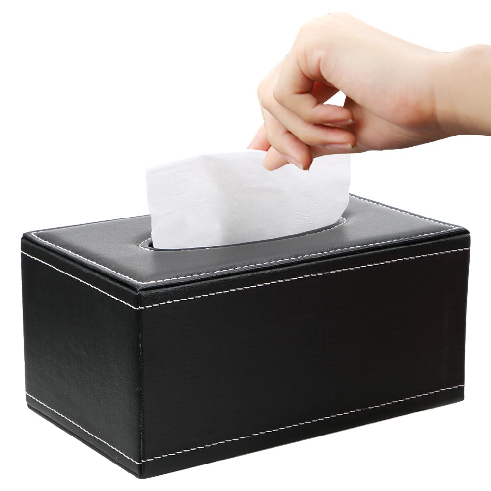 PU Leather Tissue Boxes Rectangular Napkin Box Tissue Paper Holder Home Kitchen Organization Home Supplies Anti-moisture