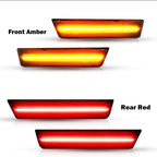 For Dodge Challenger 2008-2014 Clear & Smoked Lens LED Side Marker Lights Dual Row Amber Front Red Rear Side Fender Reflector