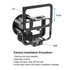 PULUZ for GoPro HERO12 11 Black 10 9 Black Thicken Housing Shell CNC Aluminum Alloy Protective Cage with Frame & 52mm UV Lens