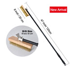 SHANGPEIXUAN Professional Pizza Oven Copper Brush Scraper Household Grill Brass Cleaning Brush with 21 inch Aluminium Handle
