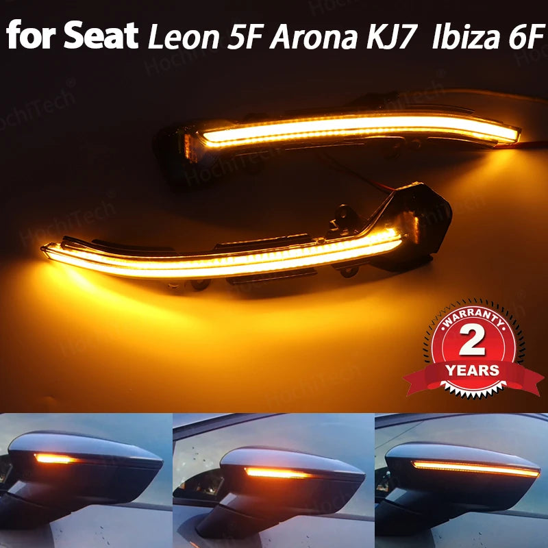 For SEAT Leon Mk3 5F Ibiza Mk5 KJ Arona 2018 Dynamic LED Turn Signal Side Mirror Indicator Sequential Light Blinker