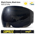 COPOZZ Magnetic Ski Goggles with Quick-Change Lens and Case Set 100% UV400 Protection Anti-fog Snowboard Goggles for Men & Women