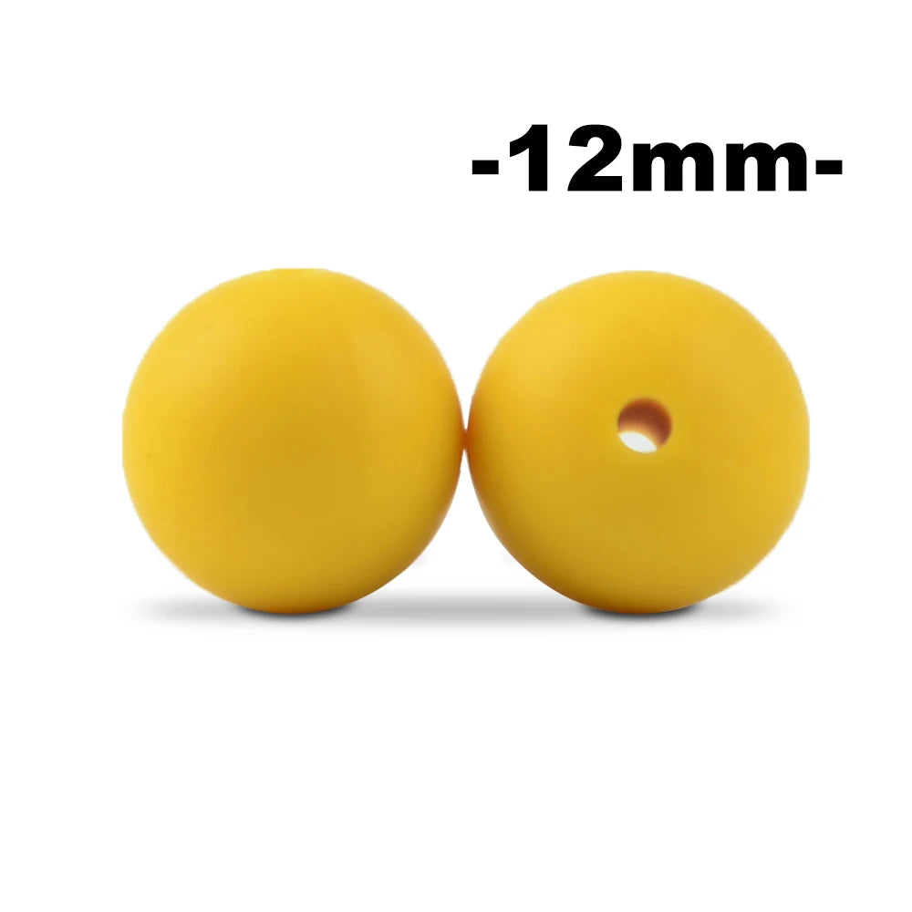 LOFCA 100Pcs/lot 12MM Round Shape Silicone Beads Used in jewelry making Necklace Bracelets Keychain Jewelry accessories
