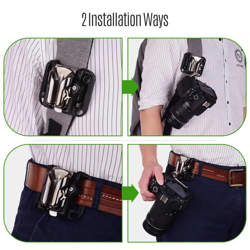 Camera Belt Holster Mount Waist Clip Holder Hanger With Quick Release Plate 1/4" Screw for Canon Nikon Sony Olympus DSLR Cameras