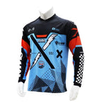 Men's Motocross Jersey Downhill MTB Cycling Shirt, Black/Blue/Beige, S-XXXL