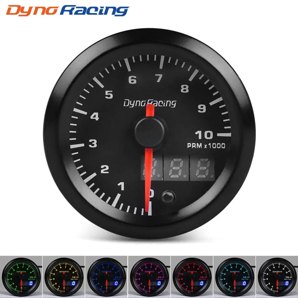Dynoracing 2" 52mm 7 Colors LED Dual Display Boost Water Oil temp Oil pressure Voltmeter Air fuel Ratio EGT Tachometer Car Gauge