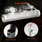 LMETJMA Pellet Smoker Tube 12inch Stainless Steel BBQ Wood Pellet Tube Smoke for Cold/Hot Smoking Works with Electric Gas KC0416