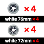 Inline skate wheels 8pcs 90A 72/76/80mm white or yellow, optional ILQ11 bearings