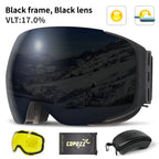 COPOZZ Magnetic Ski Goggles with Quick-Change Lens and Case Set 100% UV400 Protection Anti-fog Snowboard Goggles for Men & Women