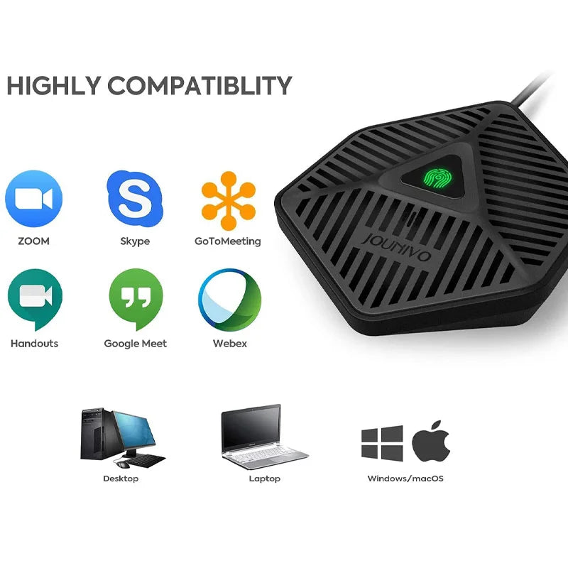 JV808 USB Conference Microphone Omnidirectional Condenser Desktop Mic for PC Laptop