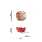 1pc/cute rabbit hand-painted bowl and plate underglaze ceramic household soup bowl commercial hotel noodle bowl fruit salad bowl