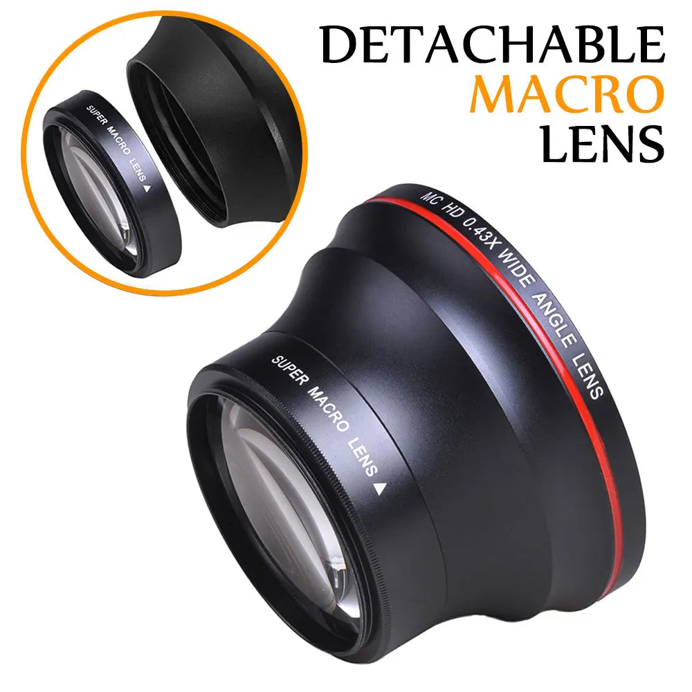 52 55 58MM 0.43x Professional HD Wide Angle Camera Lens Macro for Canon EOS Rebel 77D T7i T6s T6i T6 T5i T5 T4i T3i T3 SL1 1100D