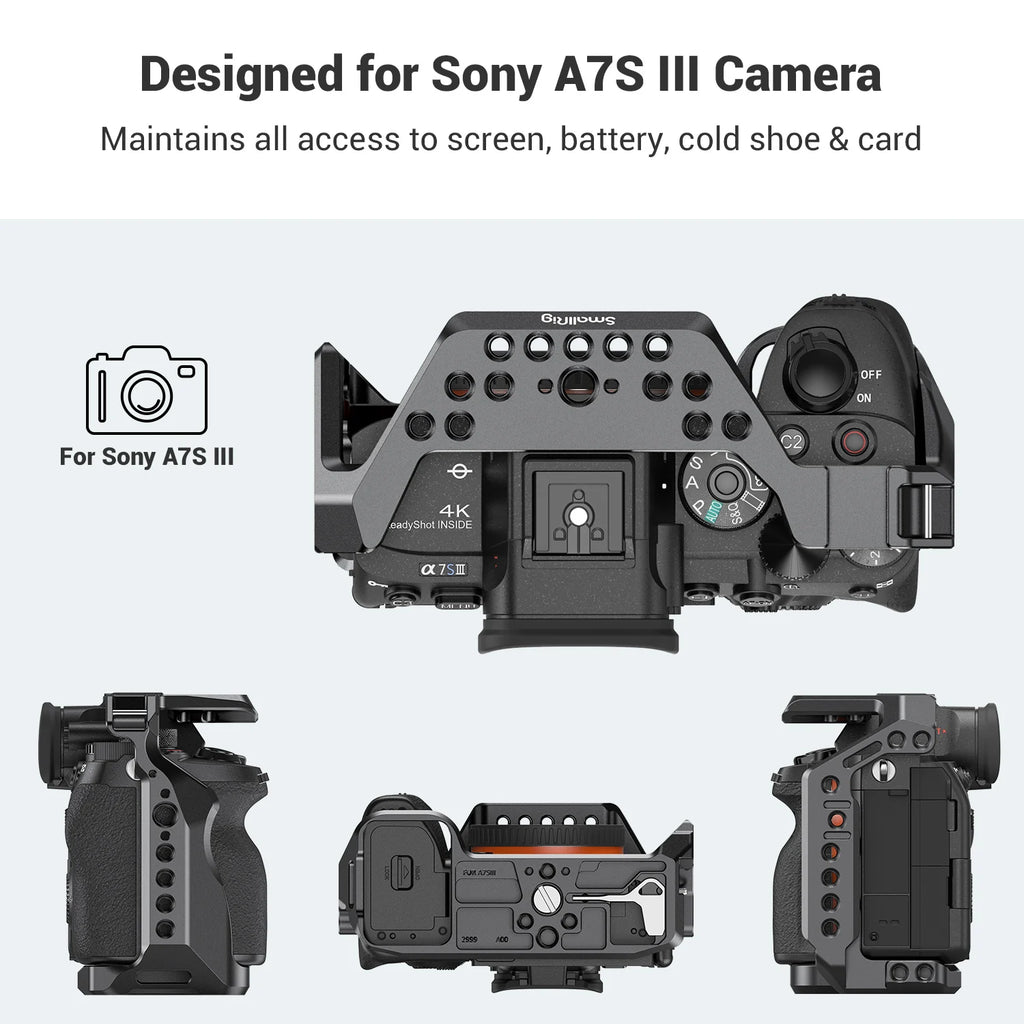 SmallRig a7s3 A7siii DSLR Cage for Sony Alpha 7S III Camera Cage With Cold Shoe Mount and Nato Rail Video DIY Cage Rig 2999
