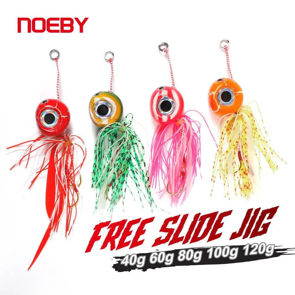 NOEBY Tai Rubber Kabura Jig Lure Set 4pcs Saltwater Snapper Jig Heads 40-120g